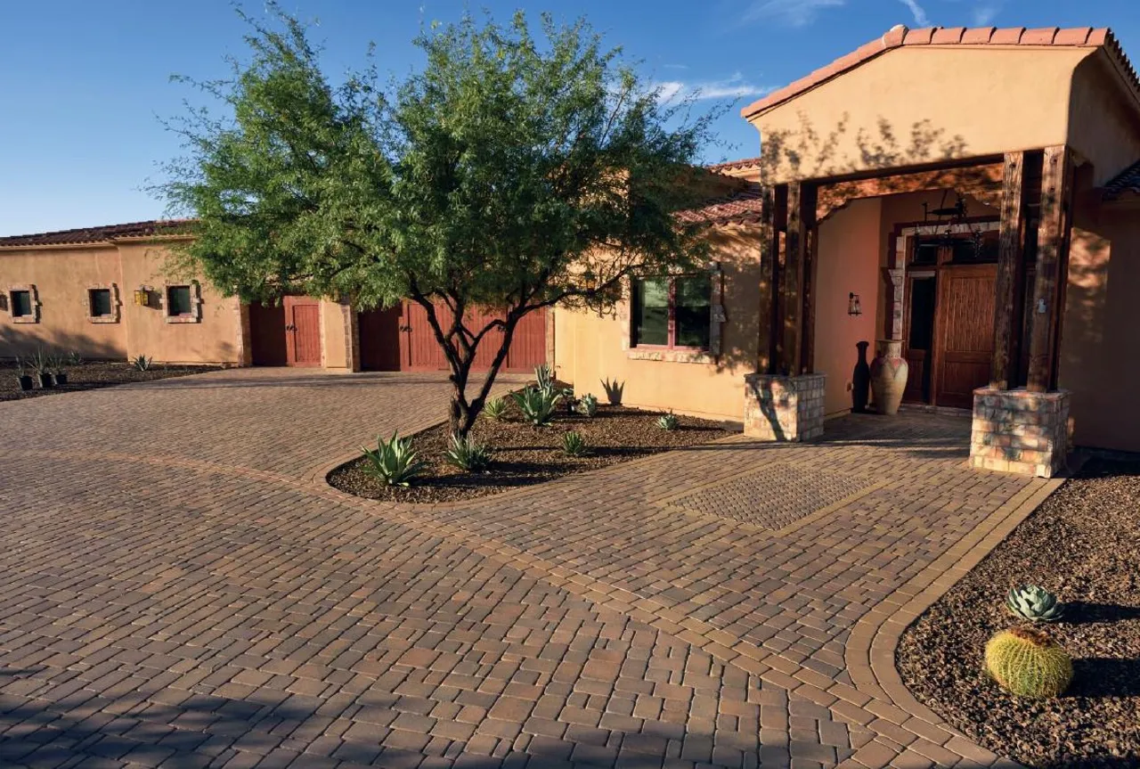 Concrete paver driveway installation