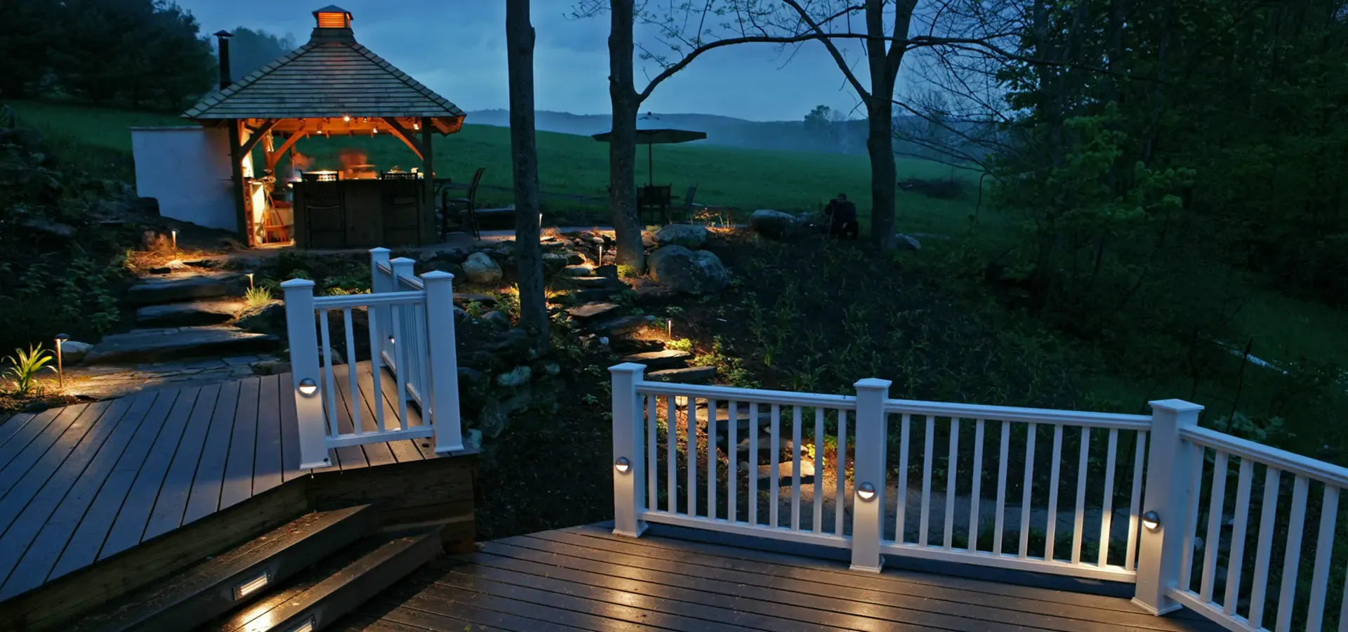 Deck lighting on outdoor patio